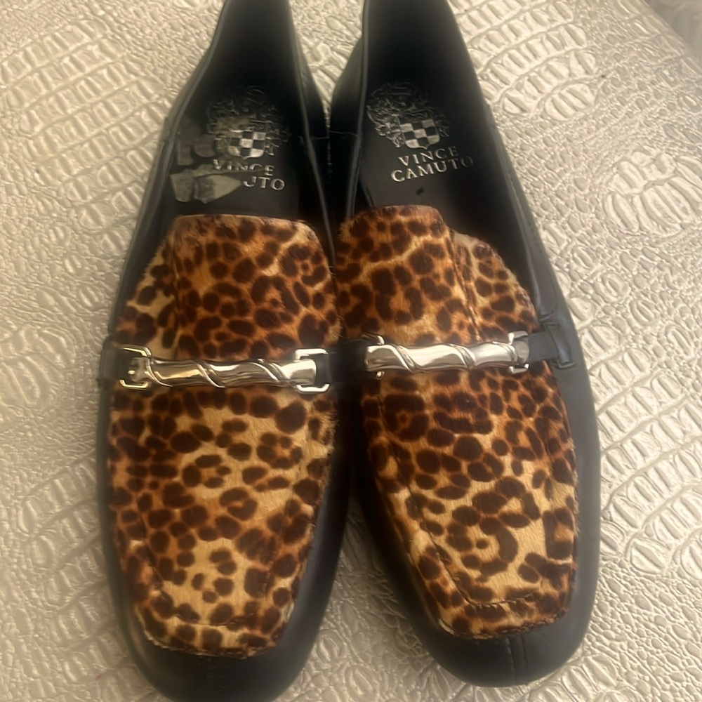 Vince Camuto Leopard Print Flats with Black Accents